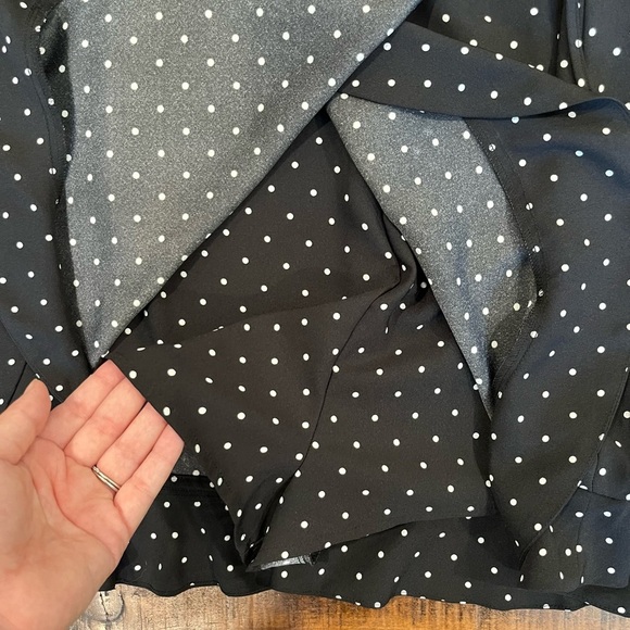 LOFT Black Wrap Romper with Ruffled 3/4 Sleeves - Picture 3 of 4